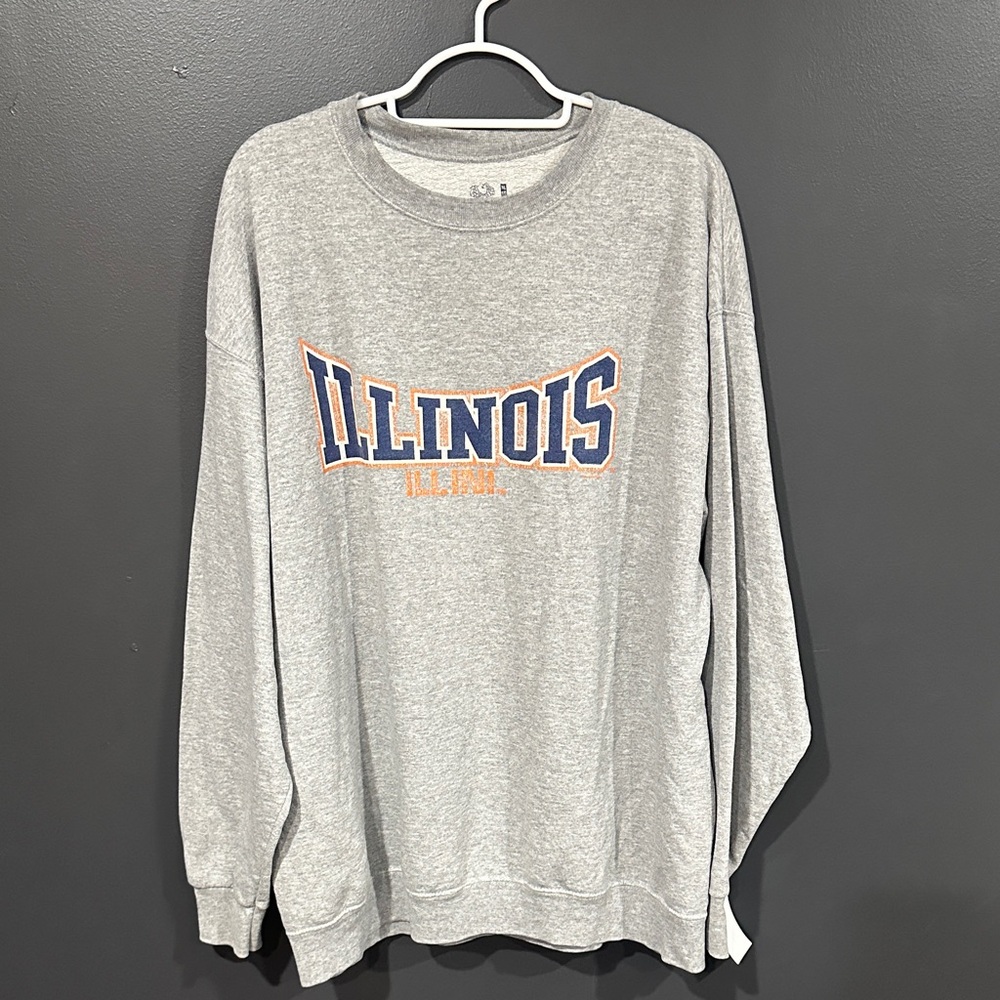 Illinois Illini  Fruit of the Loom Heather Gray Crewneck